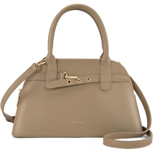 ⚡ Women's Tan Shoulder Strap Belted Top Handle Designer Crossbody Satchel Bag - Picture 5 of 7